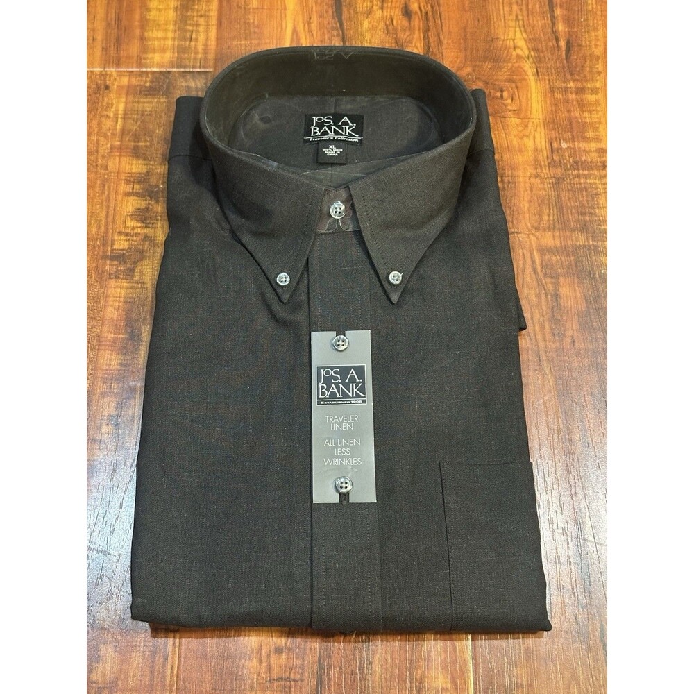 Jos. A. Bank Traveler’s Collection Black 100% Linen Dress Shirt Men’s Size XL